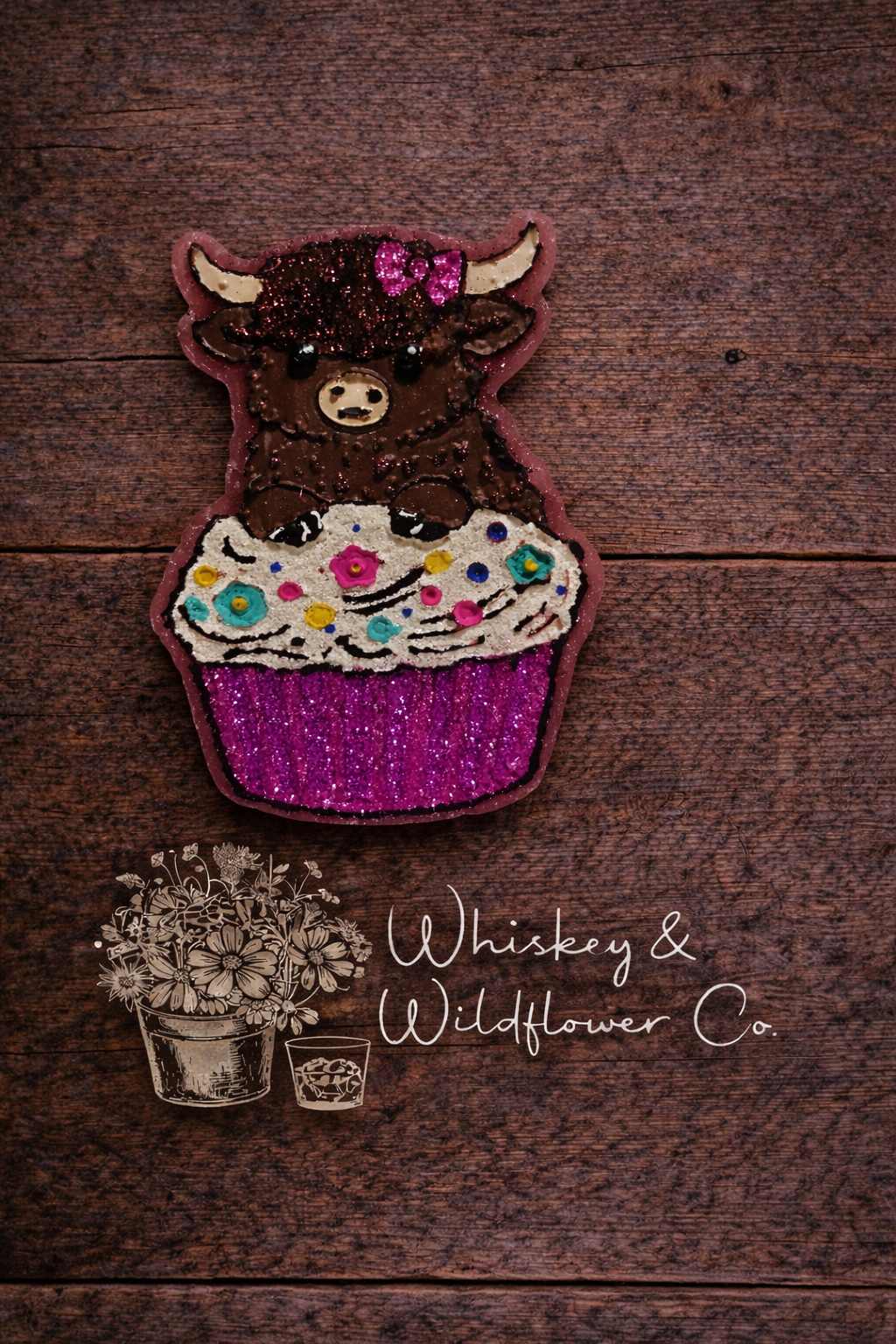 Custom Freshie - Cupcake Critters - Highland Cow