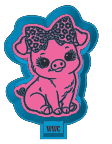 Cute Pig W Bow Silicone Freshie Mold