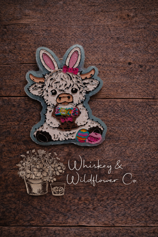 Custom Freshie - Highland Cow With Easter Basket