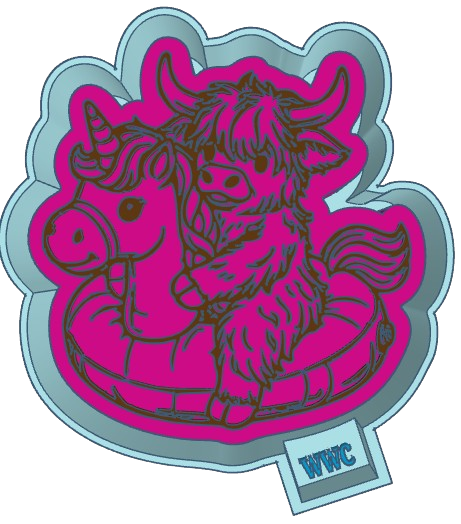 Highland Cow Pool Party Silicone Freshie Mold