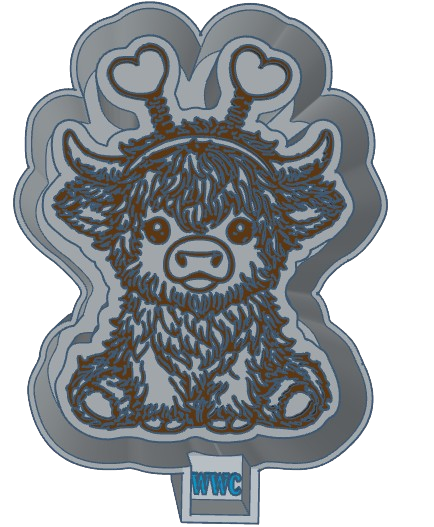 Highland Cow Valentines Silicone Freshie Mold